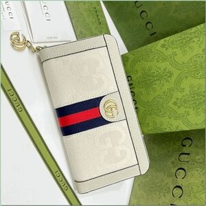 Gucci Ophidia Zip Around Wallet White